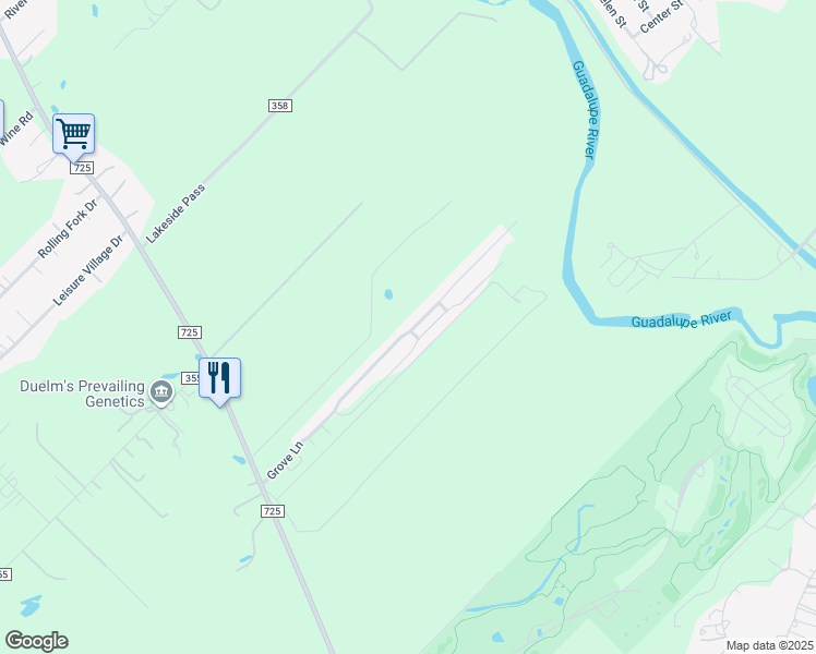 map of restaurants, bars, coffee shops, grocery stores, and more near 382 Grove Lane in New Braunfels