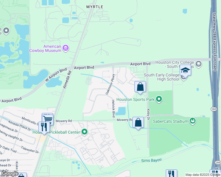 map of restaurants, bars, coffee shops, grocery stores, and more near 1851 Howth Avenue in Houston