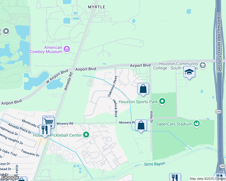 map of restaurants, bars, coffee shops, grocery stores, and more near 1851 Howth Avenue in Houston