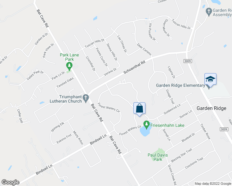 map of restaurants, bars, coffee shops, grocery stores, and more near 21460 Water Wood Drive in Garden Ridge