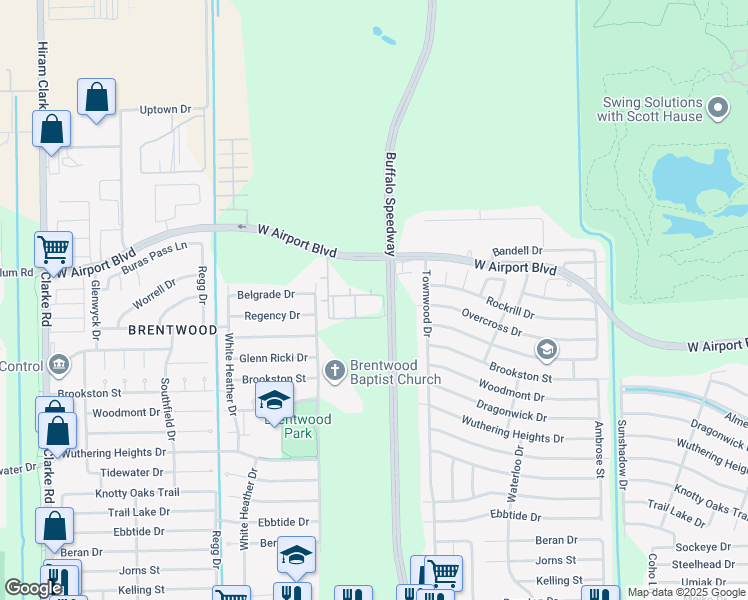 map of restaurants, bars, coffee shops, grocery stores, and more near 12806 Buffalo Speedway in Houston