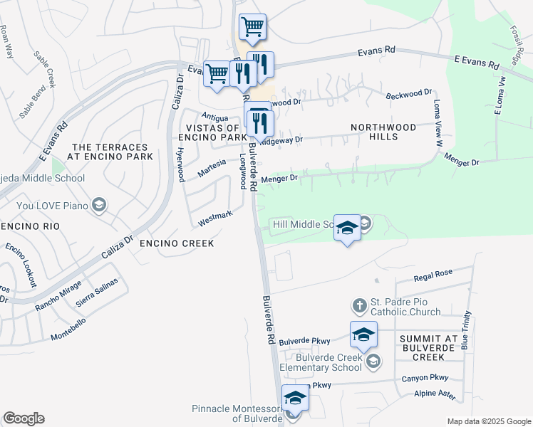 map of restaurants, bars, coffee shops, grocery stores, and more near 3703 Ravello Ridge in San Antonio