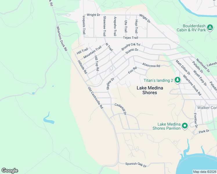 map of restaurants, bars, coffee shops, grocery stores, and more near 449 Skyline Drive in Bandera