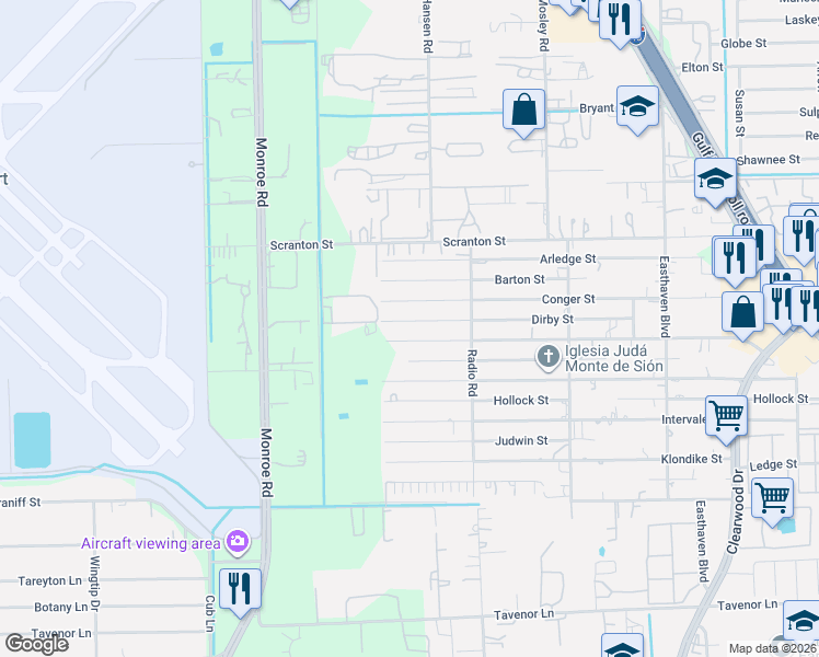 map of restaurants, bars, coffee shops, grocery stores, and more near 8845 Edgebrook Drive in Houston