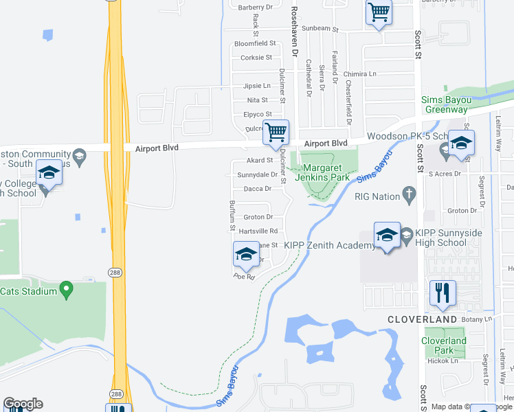 map of restaurants, bars, coffee shops, grocery stores, and more near 3023 Groton Drive in Houston