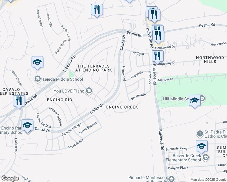 map of restaurants, bars, coffee shops, grocery stores, and more near 3327 Mineral Creek in San Antonio