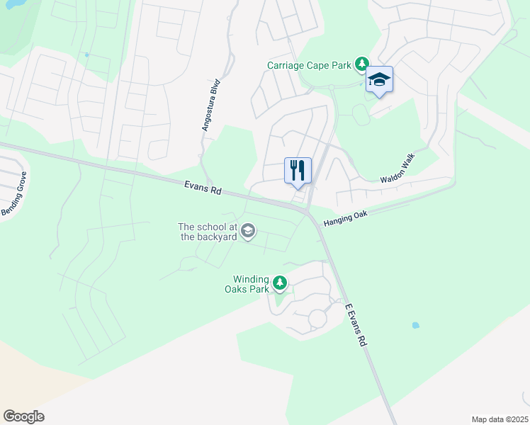 map of restaurants, bars, coffee shops, grocery stores, and more near 5099 Evans Road in San Antonio