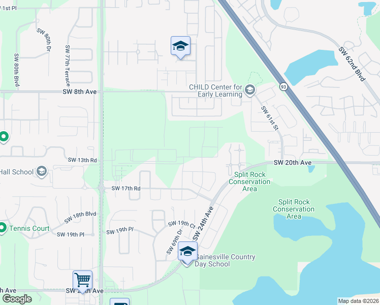 map of restaurants, bars, coffee shops, grocery stores, and more near 6422-6424 SW 20th Avenue in Gainesville