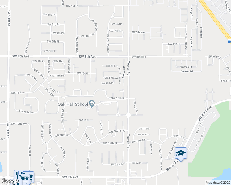 map of restaurants, bars, coffee shops, grocery stores, and more near 1225 Southwest 76 Drive in Gainesville