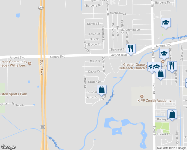 map of restaurants, bars, coffee shops, grocery stores, and more near 3023 Dacca Drive in Houston