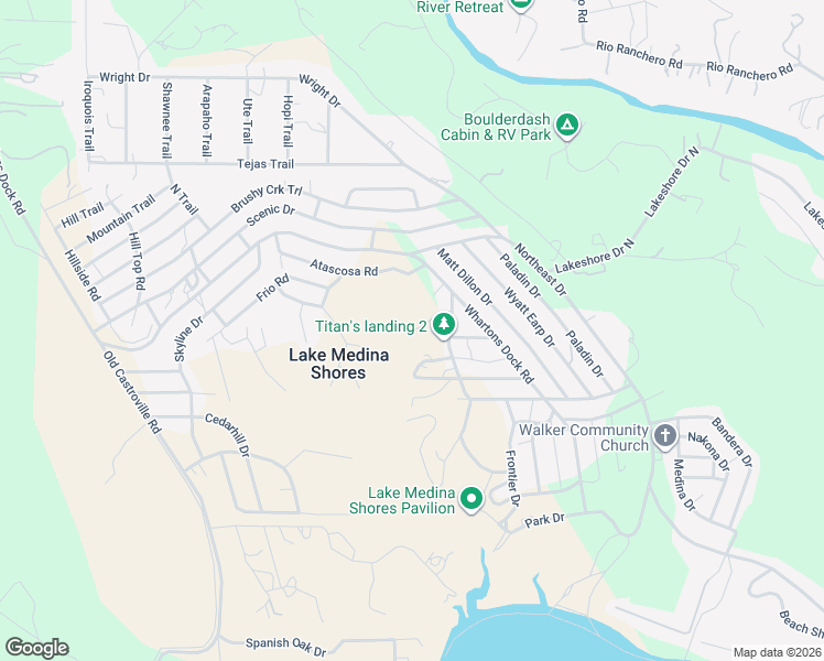 map of restaurants, bars, coffee shops, grocery stores, and more near 398 Atascosa Road in Bandera