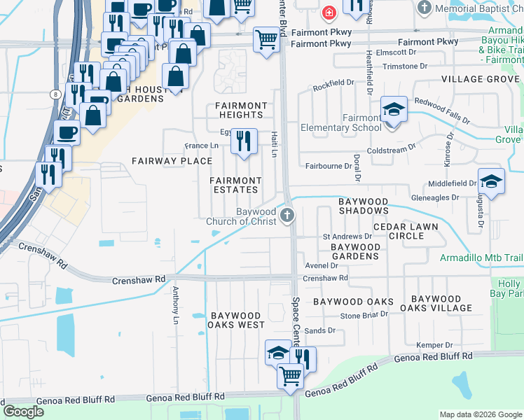 map of restaurants, bars, coffee shops, grocery stores, and more near 4534 Italy Lane in Pasadena