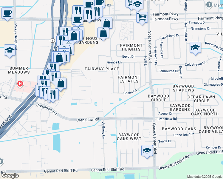 map of restaurants, bars, coffee shops, grocery stores, and more near 4610 Nations Drive in Pasadena