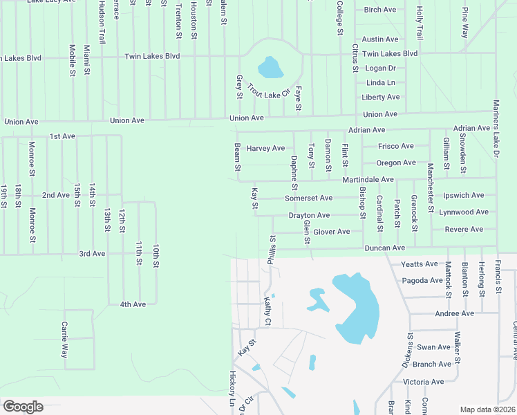 map of restaurants, bars, coffee shops, grocery stores, and more near 406 Kay Street in Interlachen