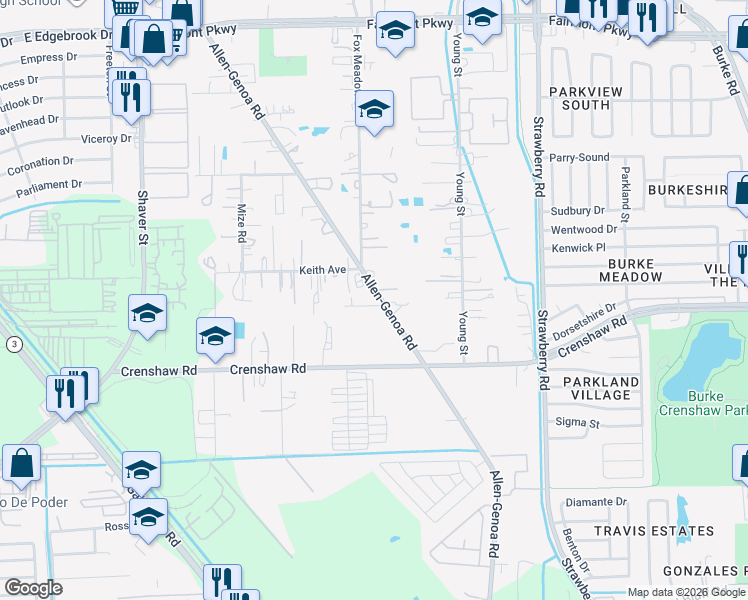 map of restaurants, bars, coffee shops, grocery stores, and more near 4622 Allen-Genoa Road in Pasadena