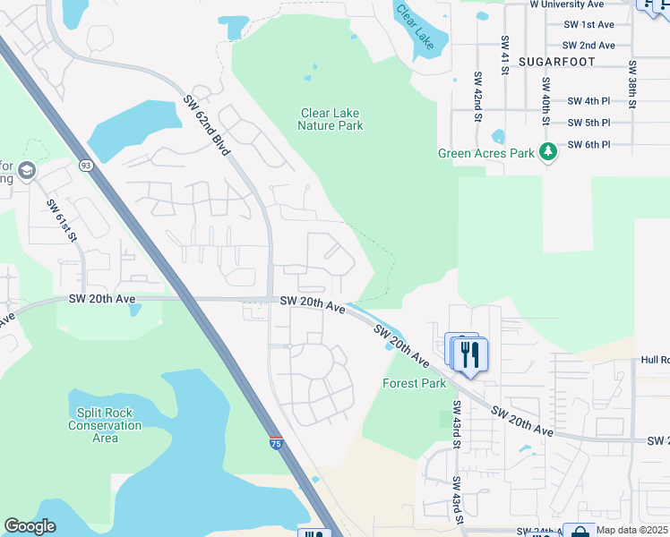 map of restaurants, bars, coffee shops, grocery stores, and more near 5120 Southwest 13th Place in Gainesville