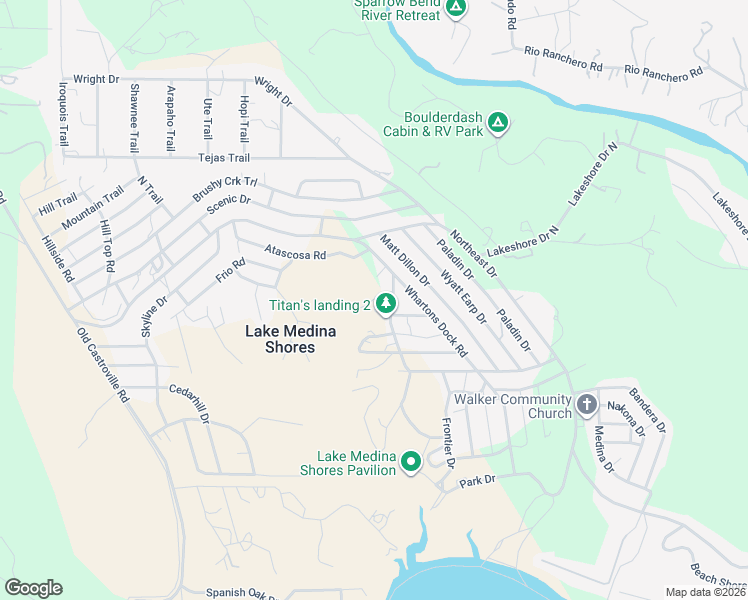 map of restaurants, bars, coffee shops, grocery stores, and more near 133 Lakeshore Drive in Bandera