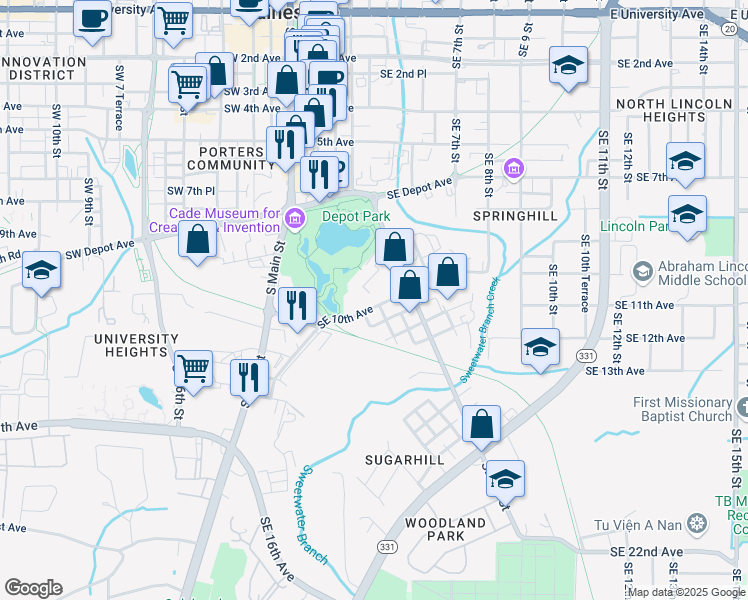 map of restaurants, bars, coffee shops, grocery stores, and more near in 