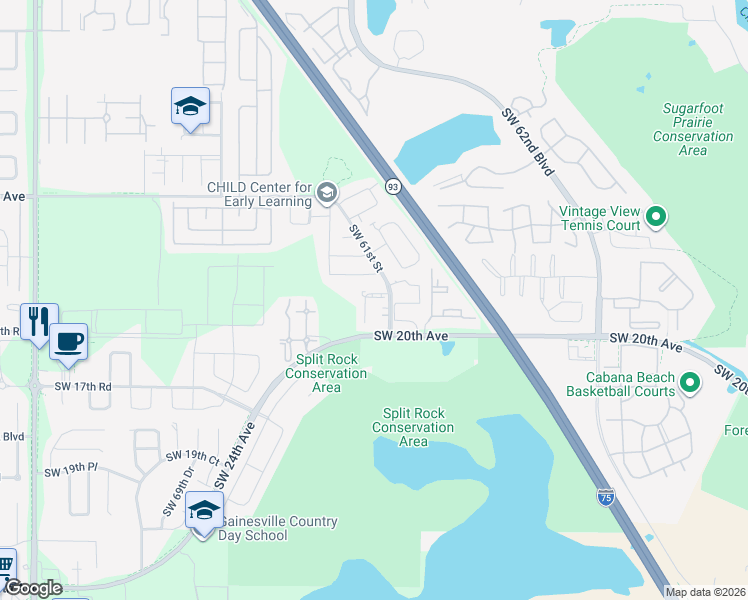 map of restaurants, bars, coffee shops, grocery stores, and more near 1206 Southwest 61 Terrace in Gainesville