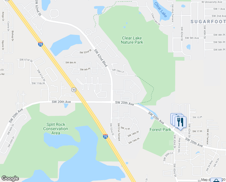 map of restaurants, bars, coffee shops, grocery stores, and more near 1055 Southwest 13th Place in Gainesville
