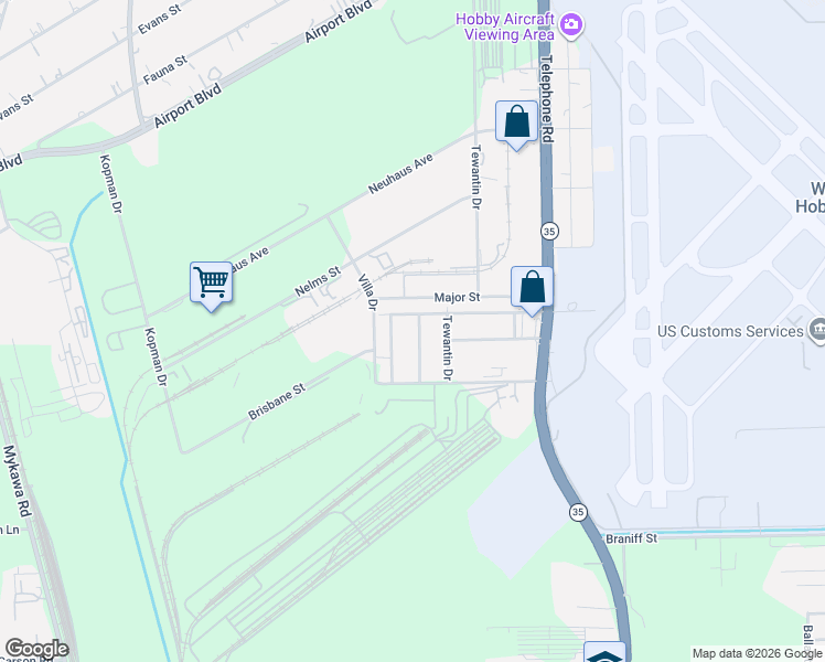 map of restaurants, bars, coffee shops, grocery stores, and more near 8705 Tweed Drive in Houston