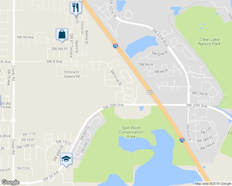 map of restaurants, bars, coffee shops, grocery stores, and more near 1109 Southwest 61 Terrace in Gainesville