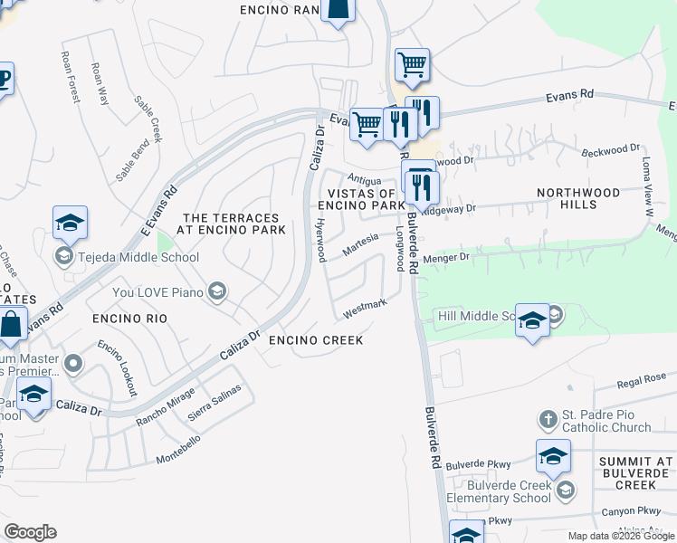 map of restaurants, bars, coffee shops, grocery stores, and more near 3411 Heather Bluff in San Antonio