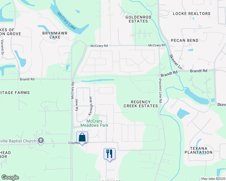 map of restaurants, bars, coffee shops, grocery stores, and more near 3414 Savanna Knoll Lane in Richmond