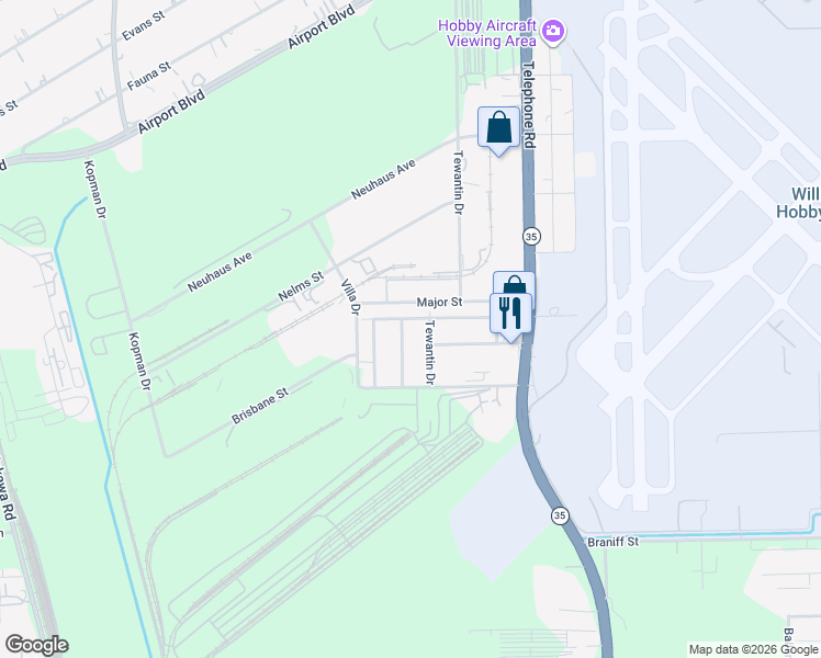 map of restaurants, bars, coffee shops, grocery stores, and more near 8705 Tweed Drive in Houston