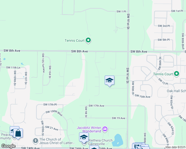 map of restaurants, bars, coffee shops, grocery stores, and more near 1122 Southwest 96th Street in Gainesville