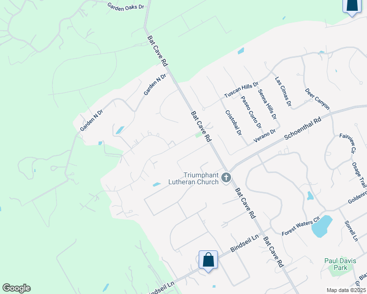 map of restaurants, bars, coffee shops, grocery stores, and more near 8450 Park Lane Drive in Garden Ridge