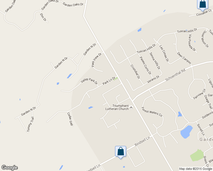 map of restaurants, bars, coffee shops, grocery stores, and more near 8450 Park Lane Drive in Garden Ridge