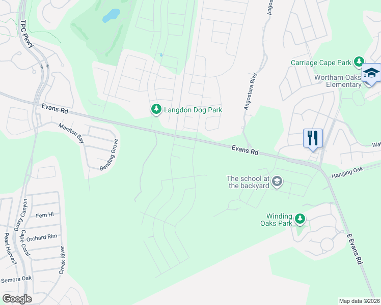 map of restaurants, bars, coffee shops, grocery stores, and more near 5003-5055 Evans Road in Bexar County
