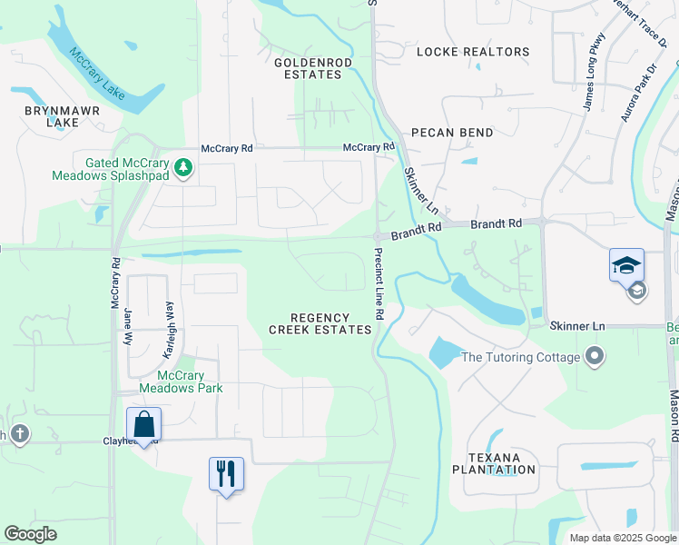 map of restaurants, bars, coffee shops, grocery stores, and more near 3371-3799 Precinct Line Road in Richmond