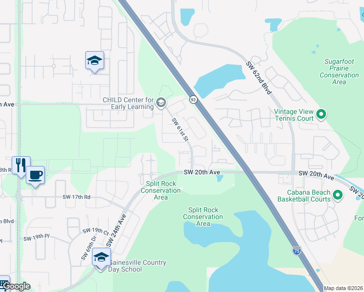 map of restaurants, bars, coffee shops, grocery stores, and more near 1206 Southwest 61 Terrace in Gainesville