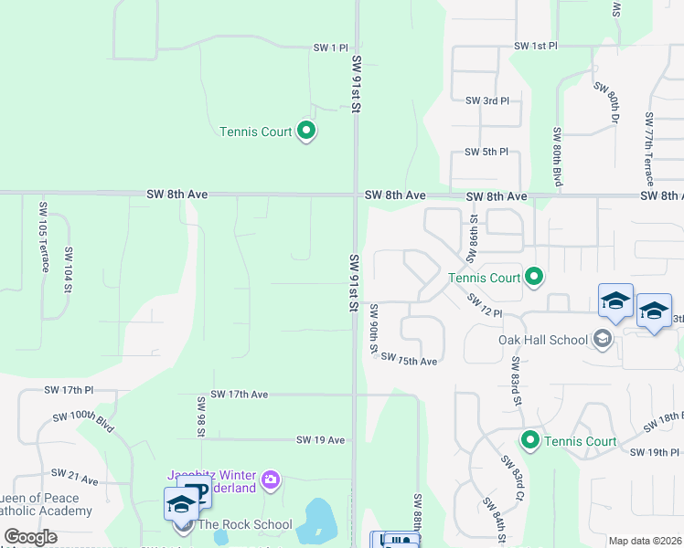 map of restaurants, bars, coffee shops, grocery stores, and more near 1114 Southwest 91st Street in Gainesville