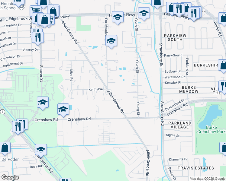 map of restaurants, bars, coffee shops, grocery stores, and more near 4622 Allen-Genoa Road in Pasadena