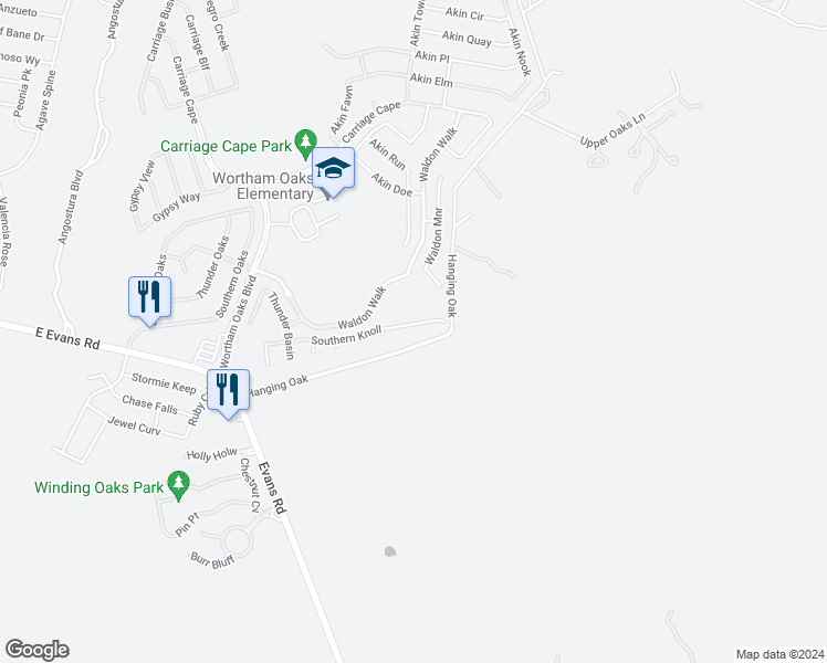 map of restaurants, bars, coffee shops, grocery stores, and more near 5934 Southern Knoll in San Antonio