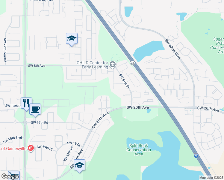 map of restaurants, bars, coffee shops, grocery stores, and more near 1110 Southwest 62nd Terrace in Gainesville