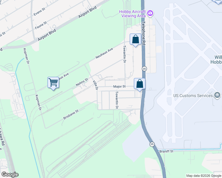 map of restaurants, bars, coffee shops, grocery stores, and more near 8705 Tweed Drive in Houston