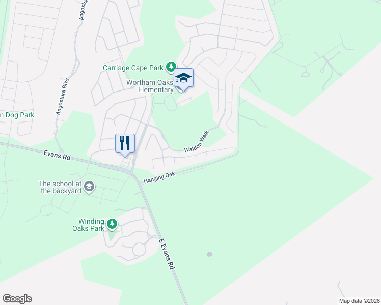 map of restaurants, bars, coffee shops, grocery stores, and more near 21501 Riverton Rise in San Antonio