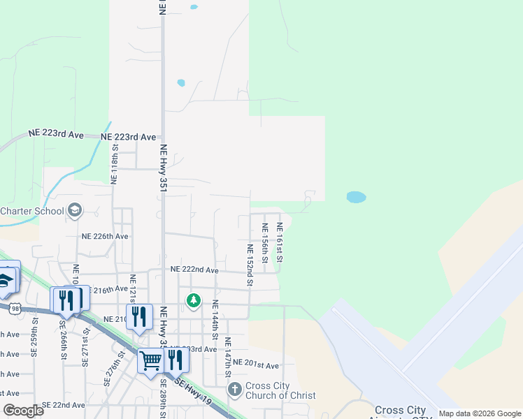 map of restaurants, bars, coffee shops, grocery stores, and more near 186 NE 156 St in Cross City
