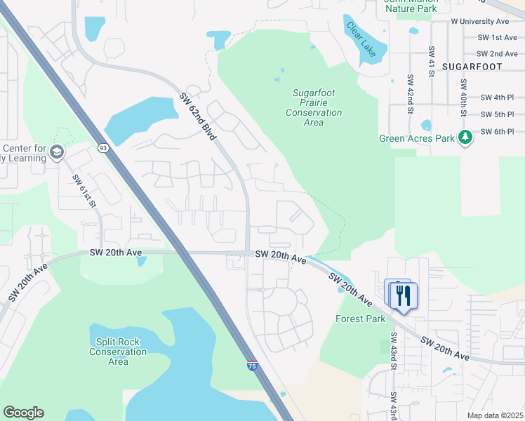 map of restaurants, bars, coffee shops, grocery stores, and more near 1001 Southwest 62nd Boulevard in Gainesville