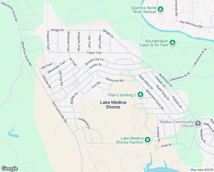 map of restaurants, bars, coffee shops, grocery stores, and more near 234 Camp Verde Road in Bandera