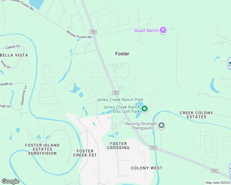 map of restaurants, bars, coffee shops, grocery stores, and more near 7305 Farm to Market 359 in Richmond