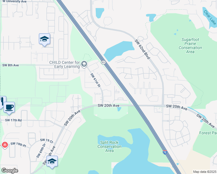map of restaurants, bars, coffee shops, grocery stores, and more near 924 Southwest 59 Terrace in Gainesville