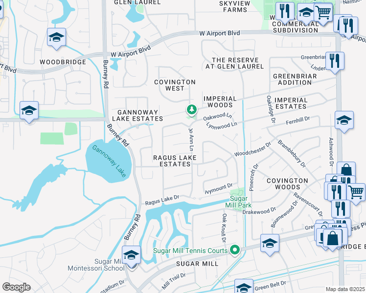 map of restaurants, bars, coffee shops, grocery stores, and more near 14010 Mary Sue Court in Sugar Land