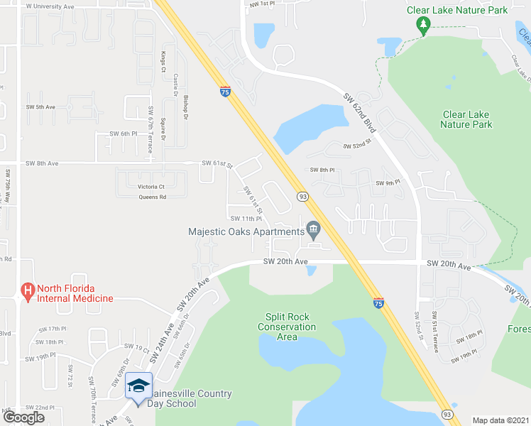 map of restaurants, bars, coffee shops, grocery stores, and more near 924 Southwest 59 Terrace in Gainesville