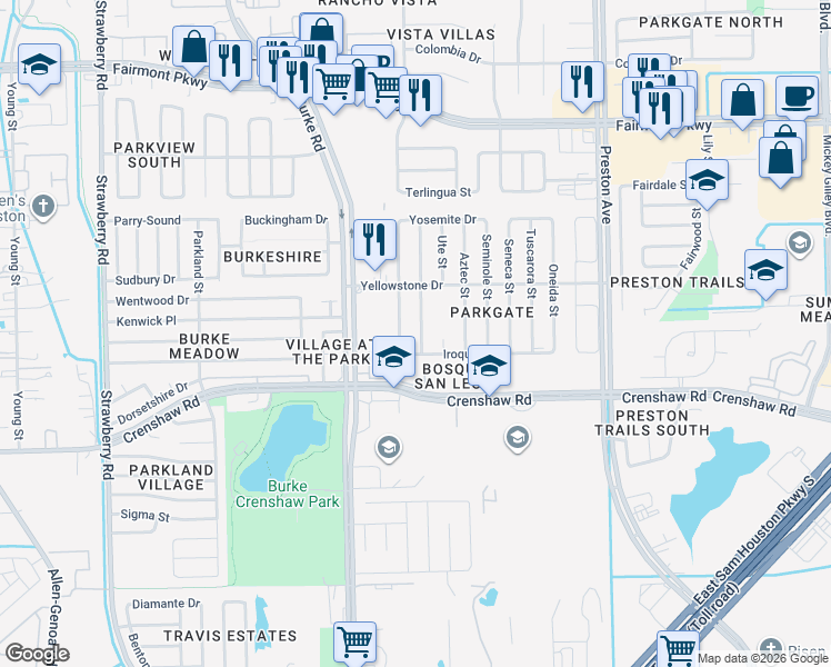 map of restaurants, bars, coffee shops, grocery stores, and more near 4503 Navajo Street in Pasadena