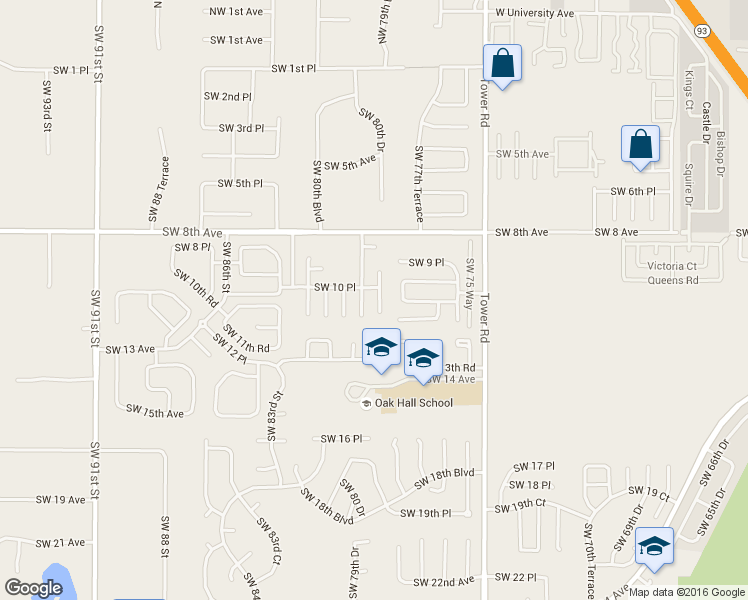 map of restaurants, bars, coffee shops, grocery stores, and more near 1017 Southwest 79 Terrace in Gainesville